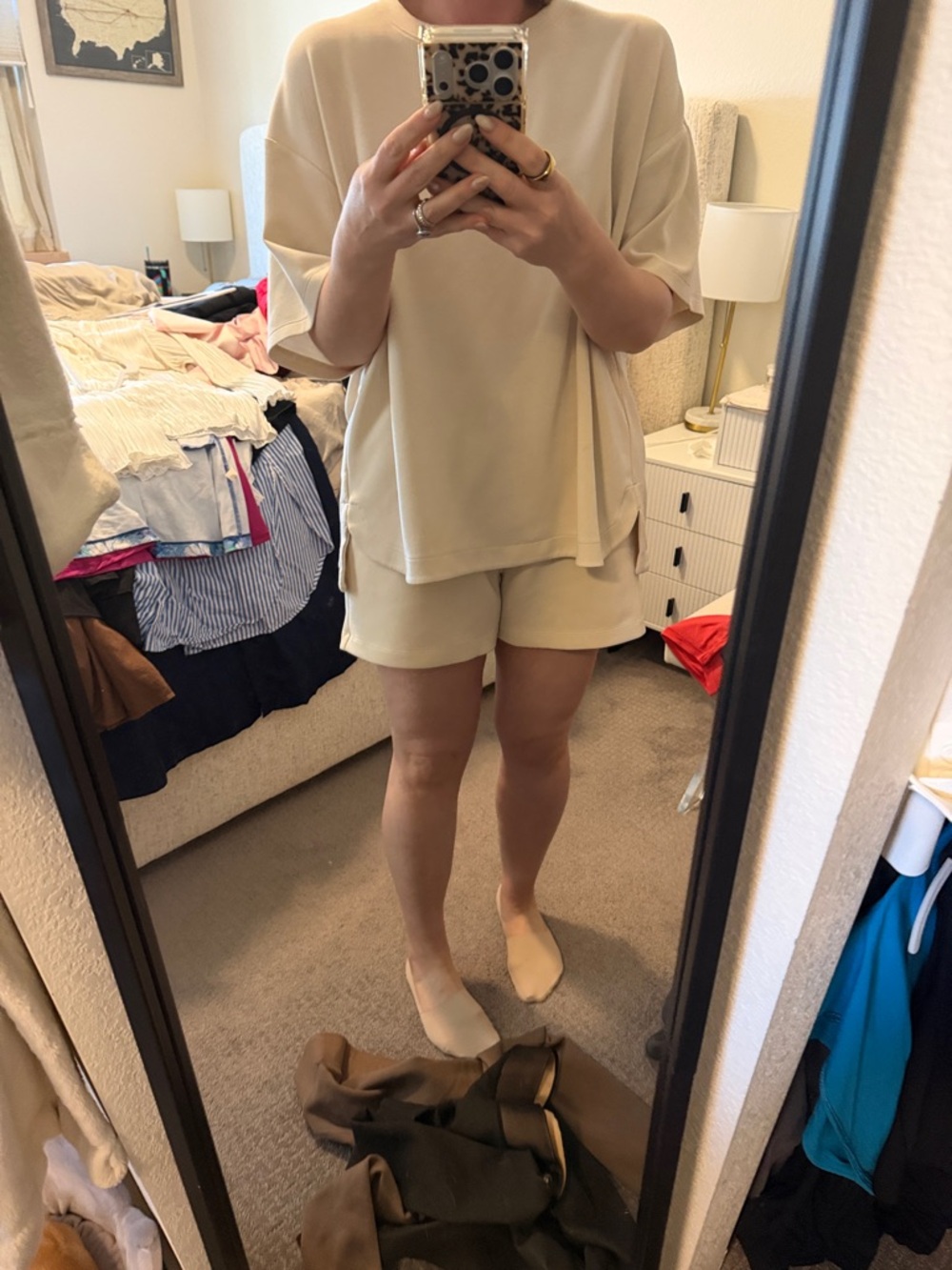Kirkland Signature Cream High-Waist Knit Short set